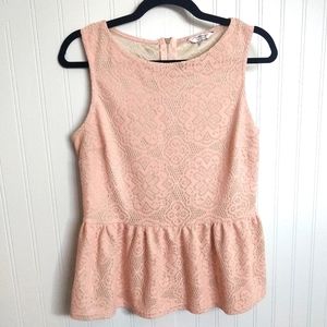 New Look Pink Lace Peplum Top